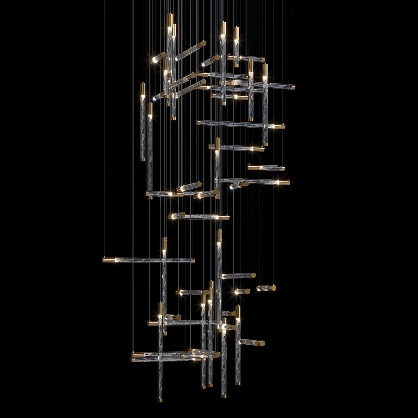 Crystal Beam Grid Chandelier