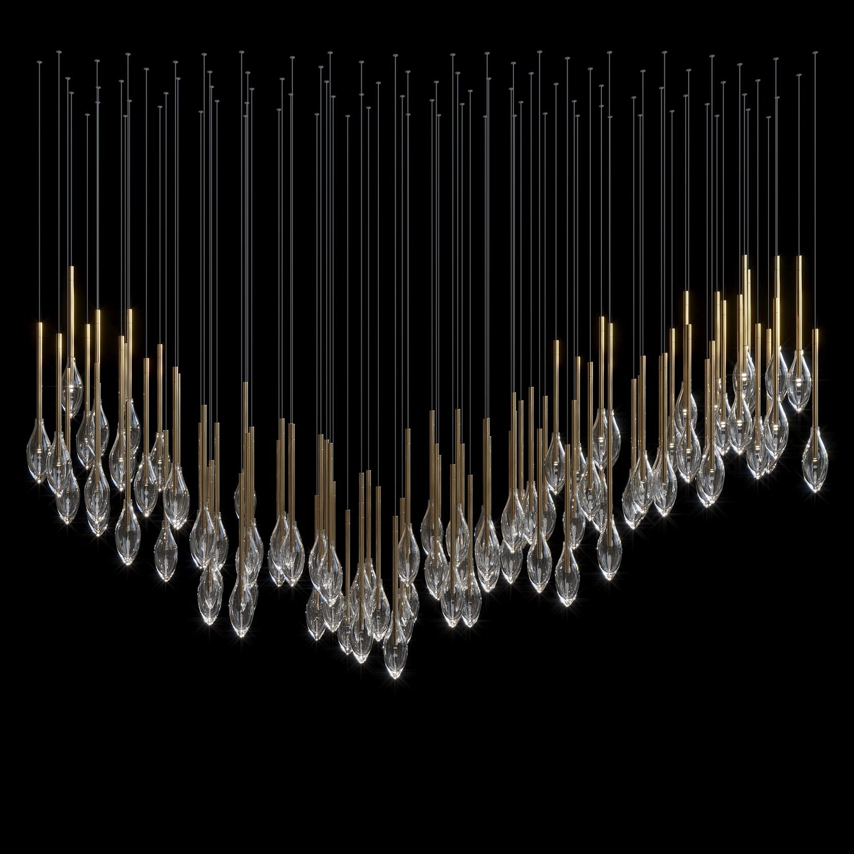 Crystal Raindrop Reed Chandelier