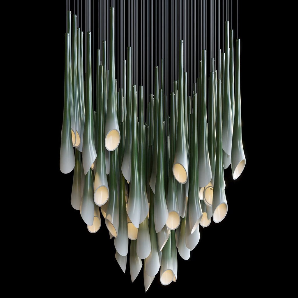 Green Trumpet Cluster Chandelier
