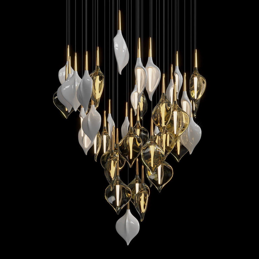 Gold Petal Cluster Chandelier