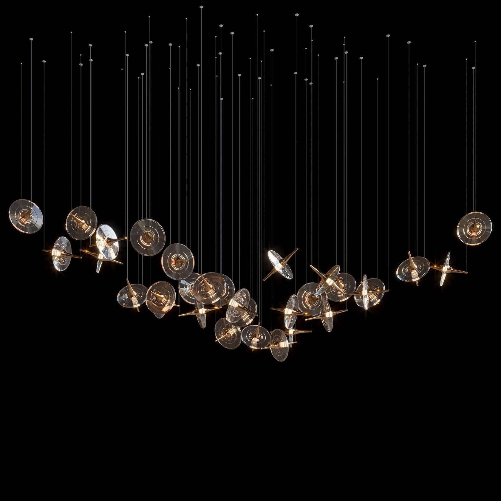 Smoke Disc Orbit Chandelier
