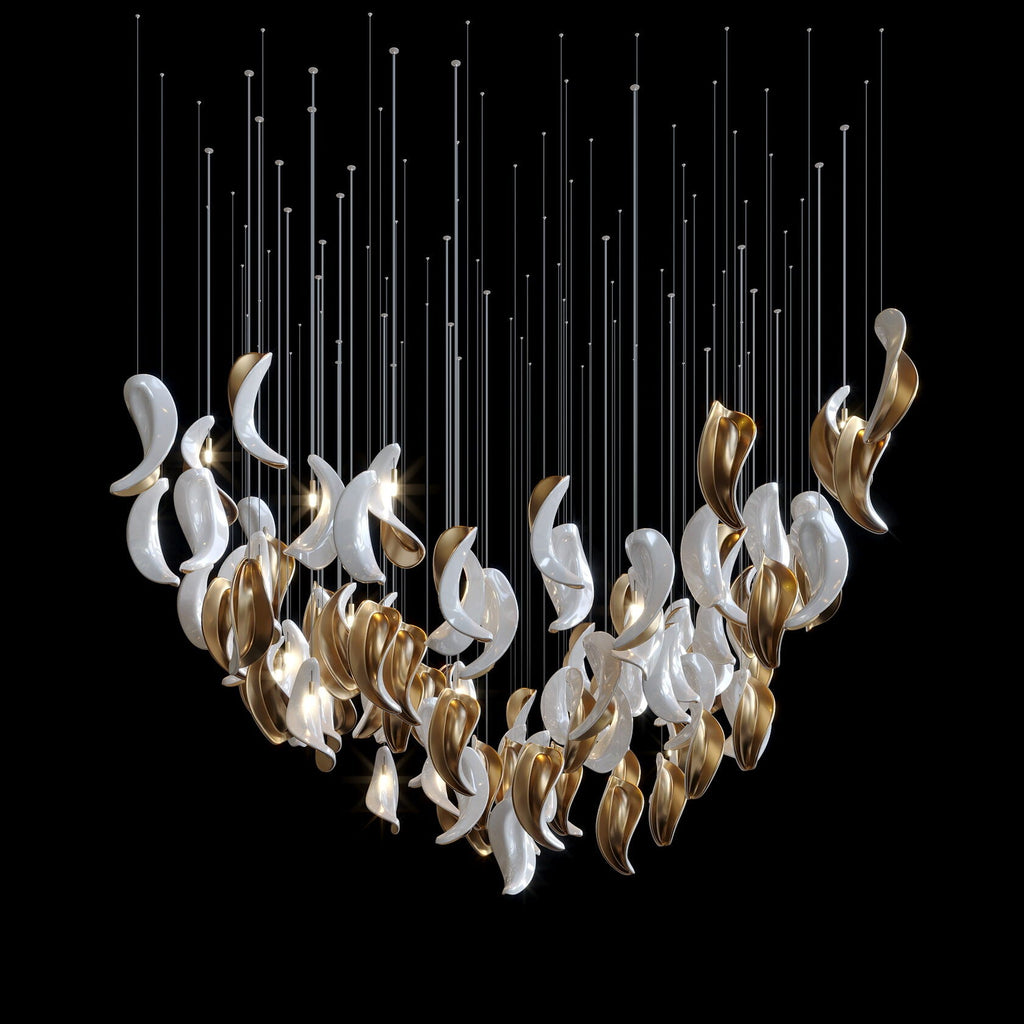 White Crescent Cascade Chandelier