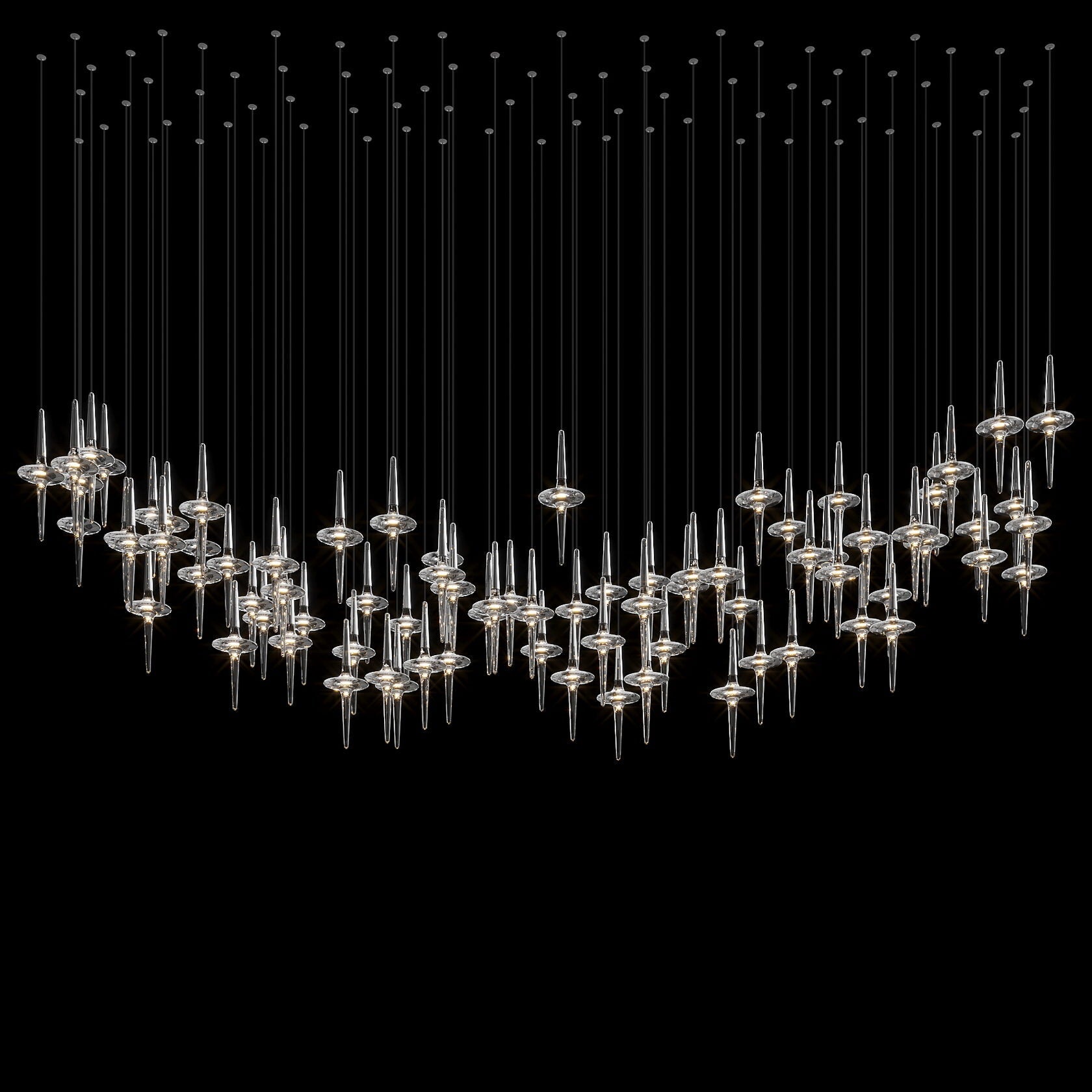 Crystal Icicle Saucer Chandelier