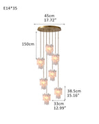 Tired Alabaster marble Cluster Chandelier 13" with adjustable chain
