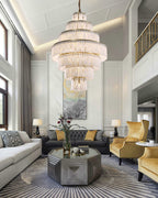 Stairwell Luxury Modern LED High Ceiling Large Alabaster Chandelier by Bling Lighting Studio