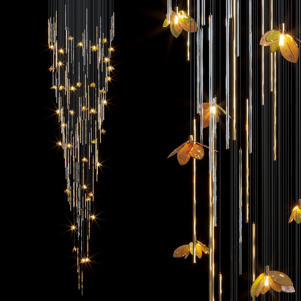 Amber Blossom Rain Chandelier