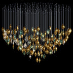 Gold Green Pod Rain Chandelier
