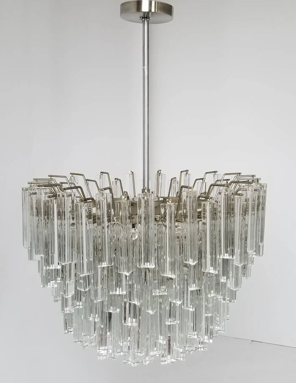 Signed Camer Eight-Tier Glass Prism Chandelier, 1960s, Italia