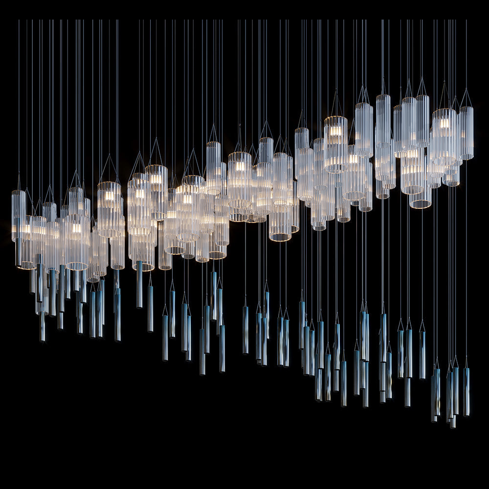 Frosted Tube Tower Chandelier