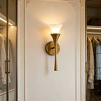 Antique Brass Double Cone Glass Wall Sconce