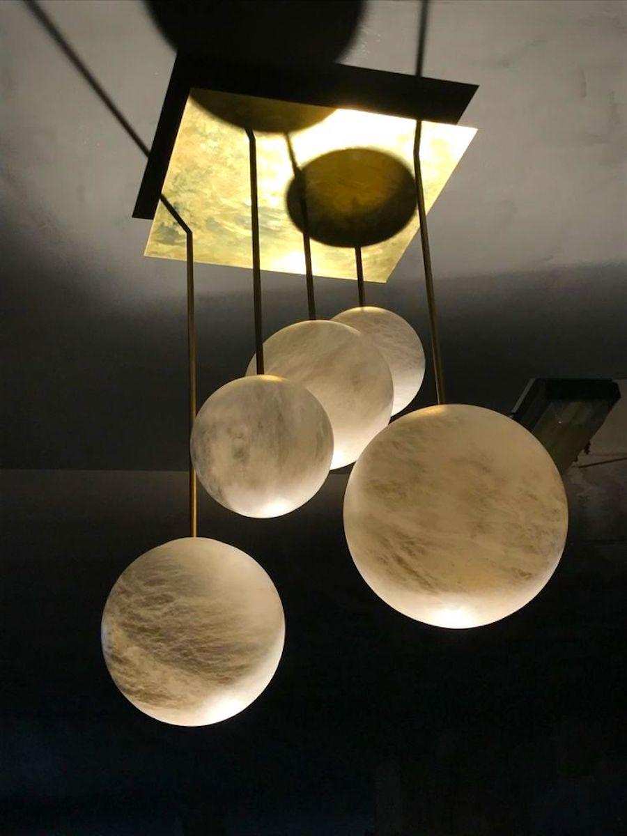 Galaxy Contemporary Italian Alabaster Globe Chandelier detail view