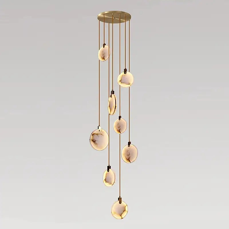Moonshade Alabaster Disc Stairwell Lighting Chandelier