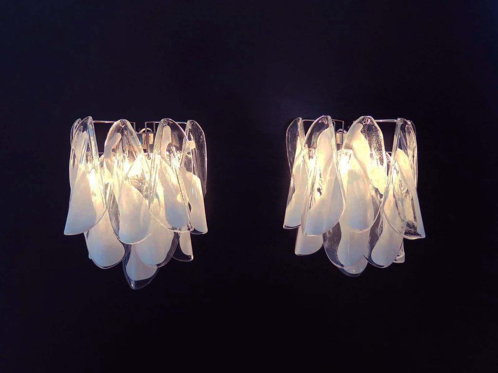 Murano Wall Lamp | 20 Clear White Rondini Glass | Set of 2