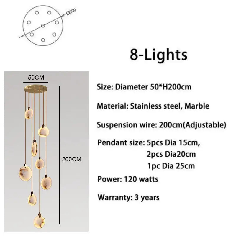 Moonshade Alabaster Disc Stairwell Lighting Chandelier