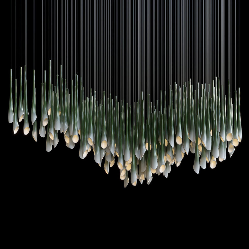 Green Trumpet Cluster Chandelier