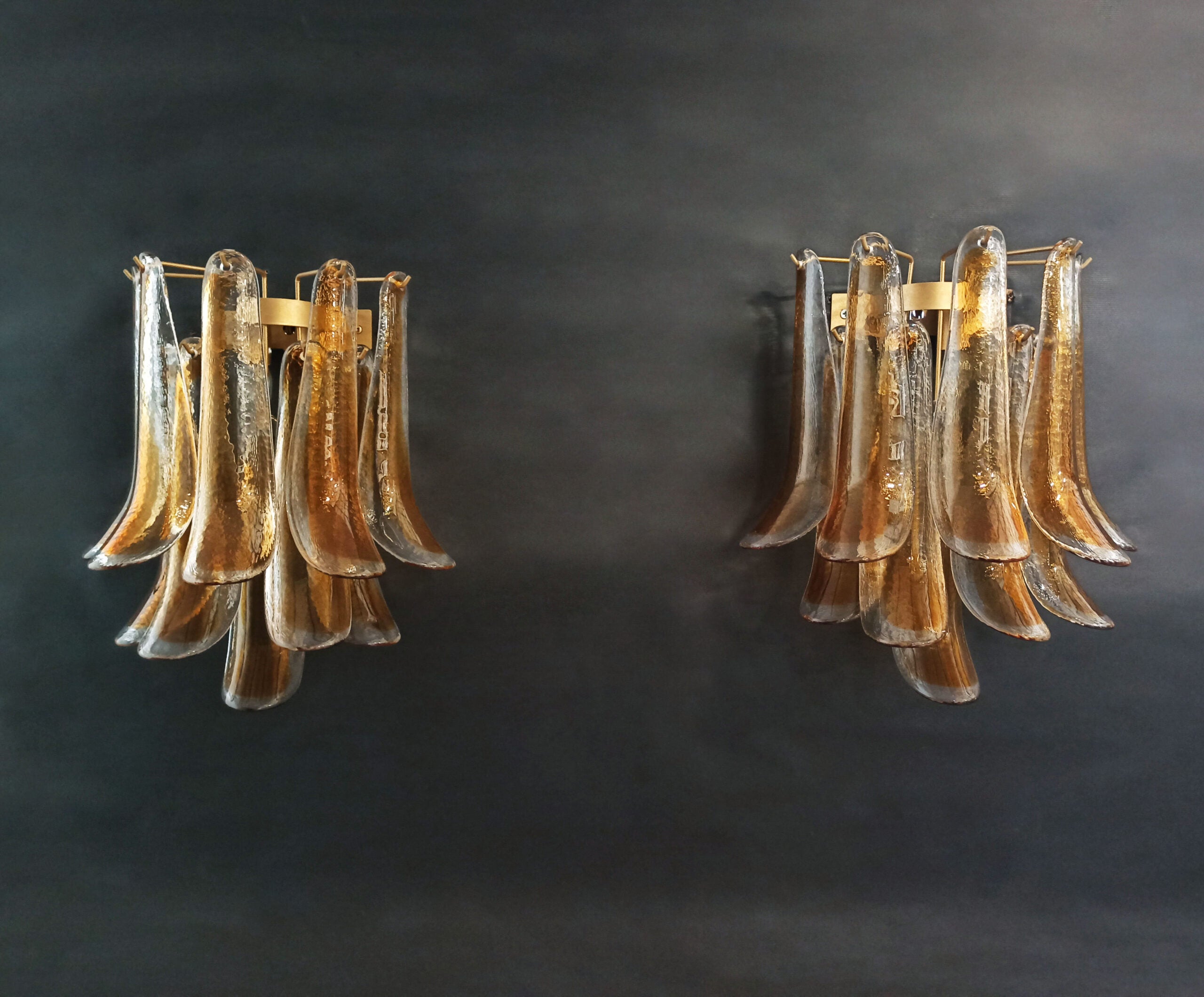 Murano Wall Lamp | 10 Yellow Petal Glass | Set of 2