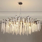 Modern Crystal Chandelier for Dining Room, Black Luxury Round Tree Branches Design by Bling Lighting Studio
