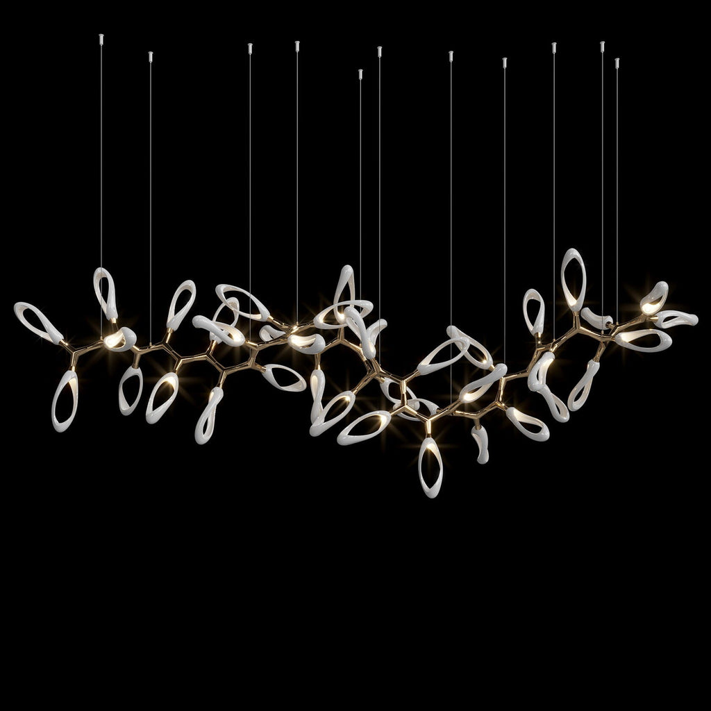 White Orbital Branch Chandelier