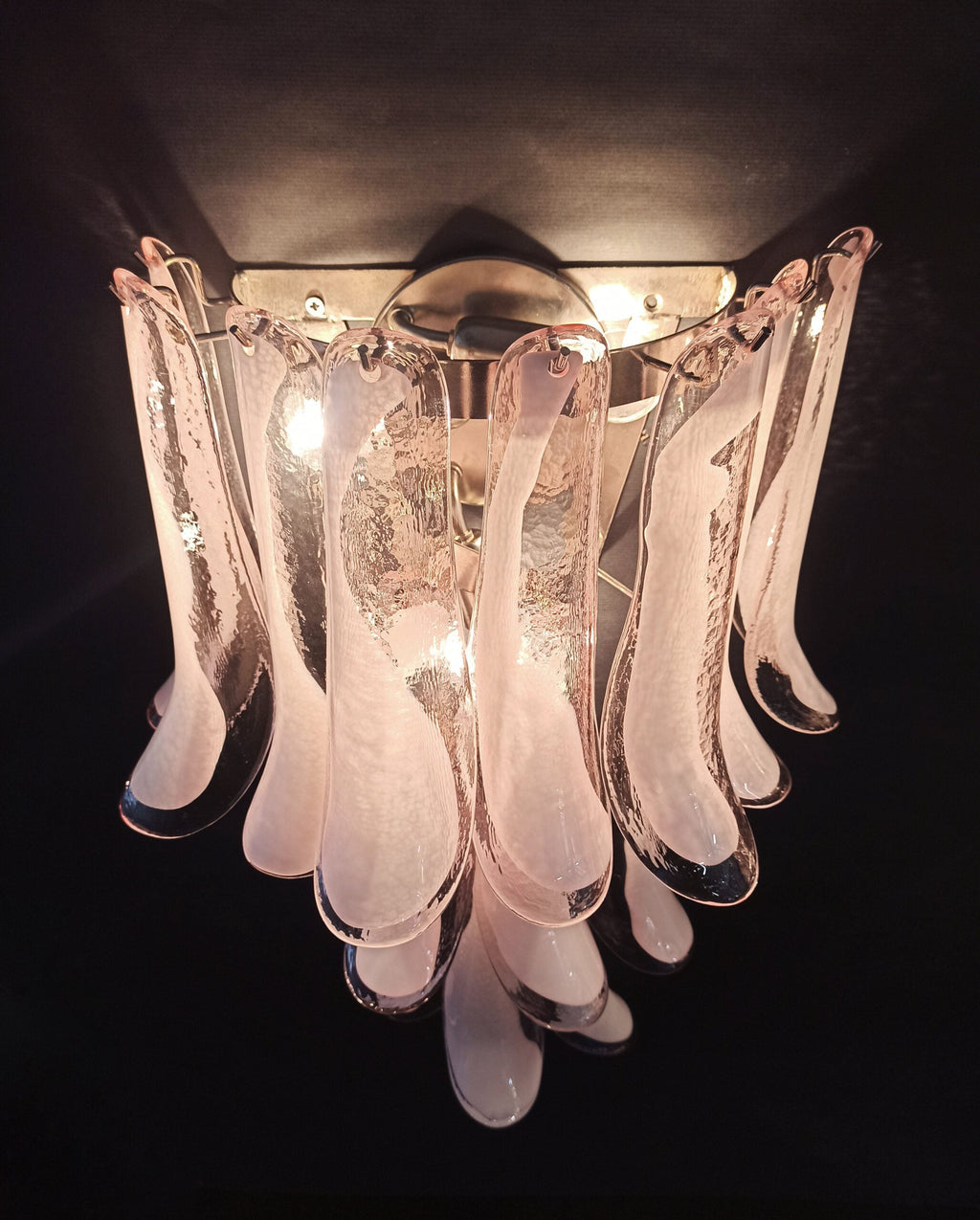 Murano Wall Lamp | 16 Pink Petal Glass | Set of 2