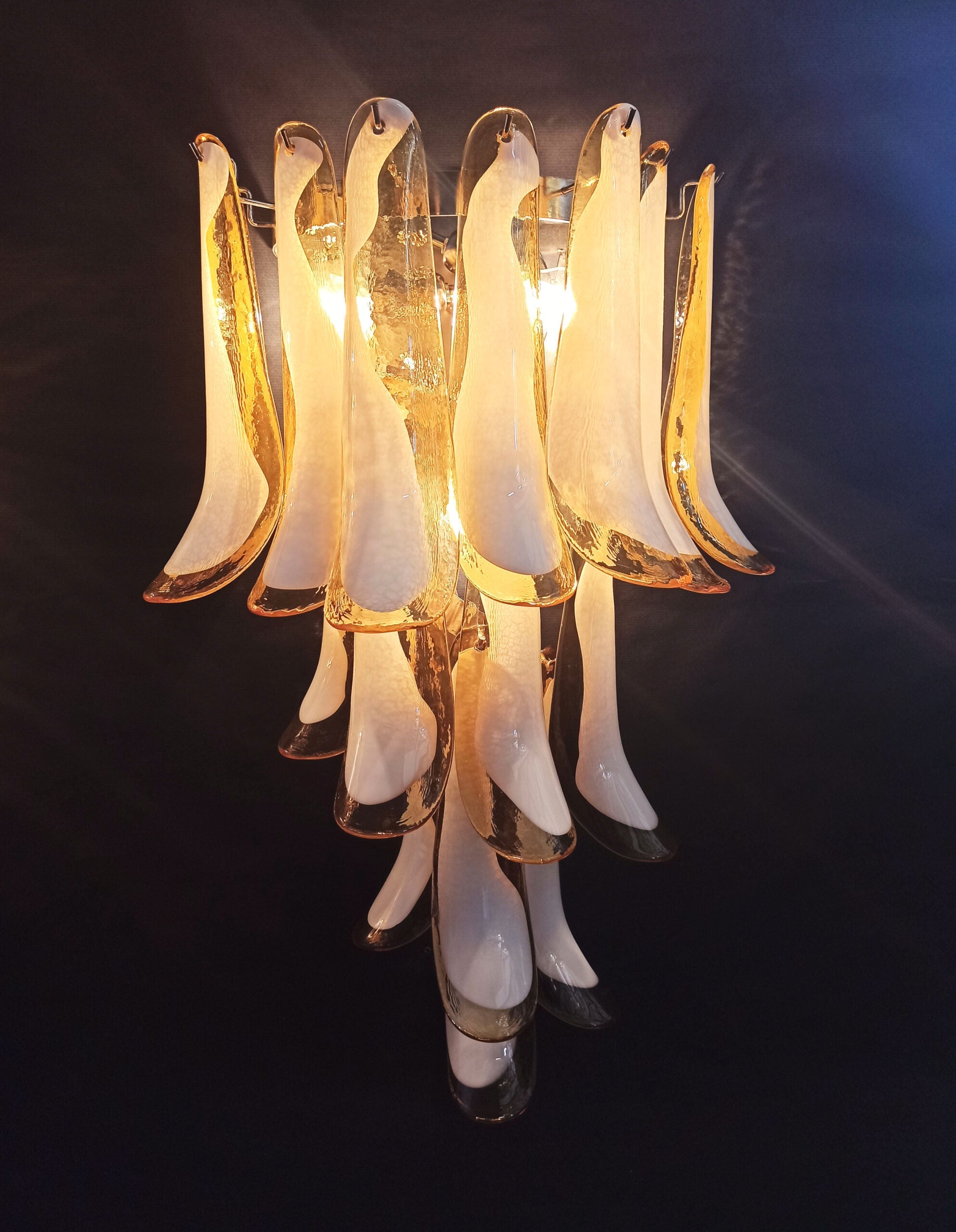 Murano Wall Lamp | 16 Caramel-Coloured Petal Glass | Set of 2