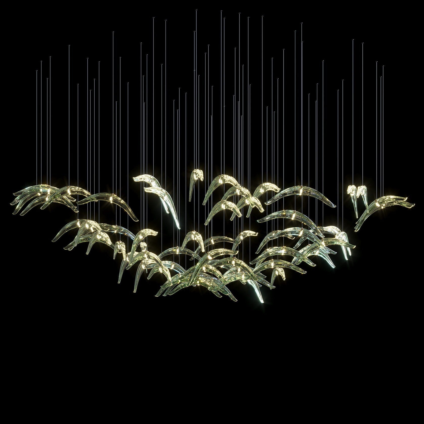 Glass Bird Flock Chandelier