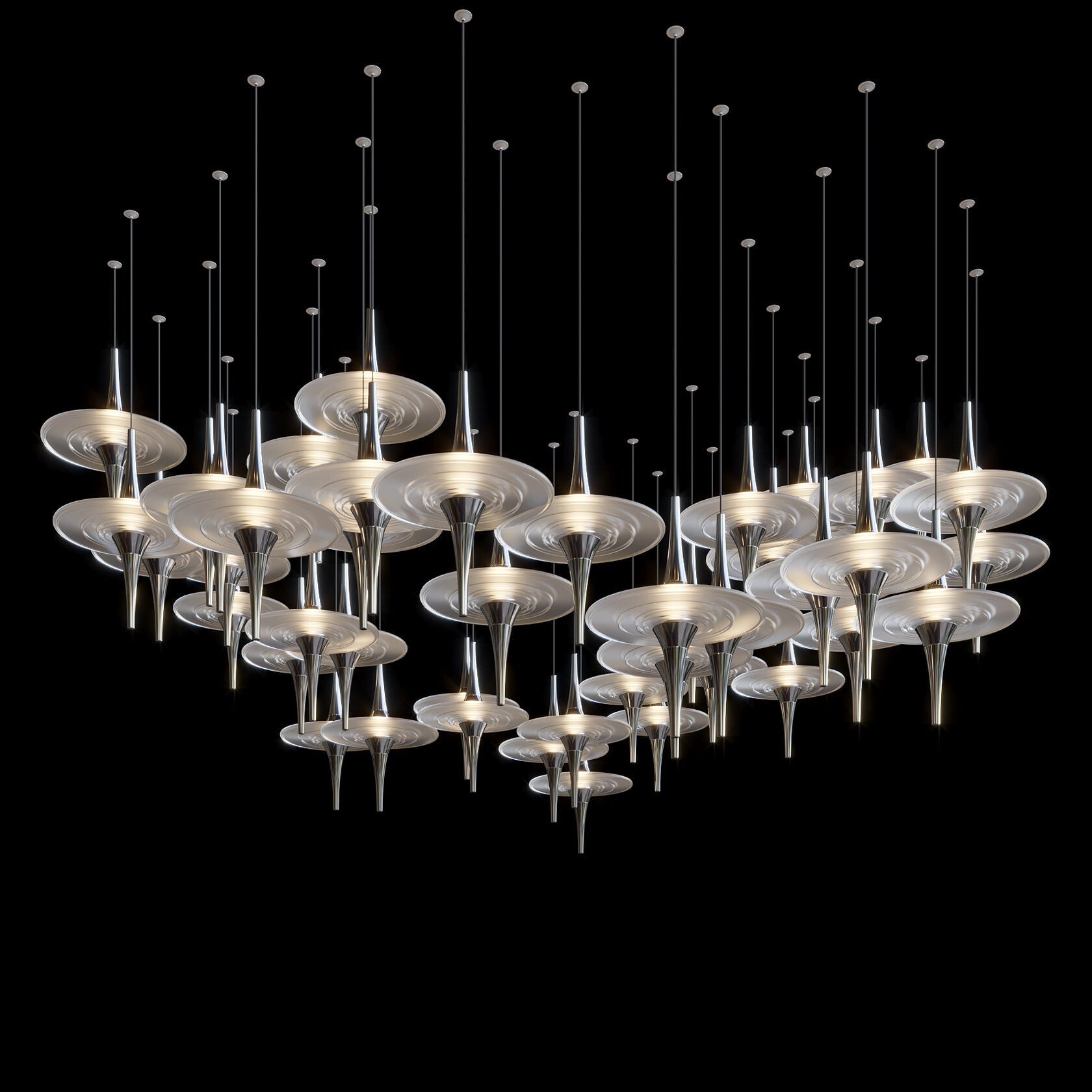 Ivory Saucer Orbit Chandelier