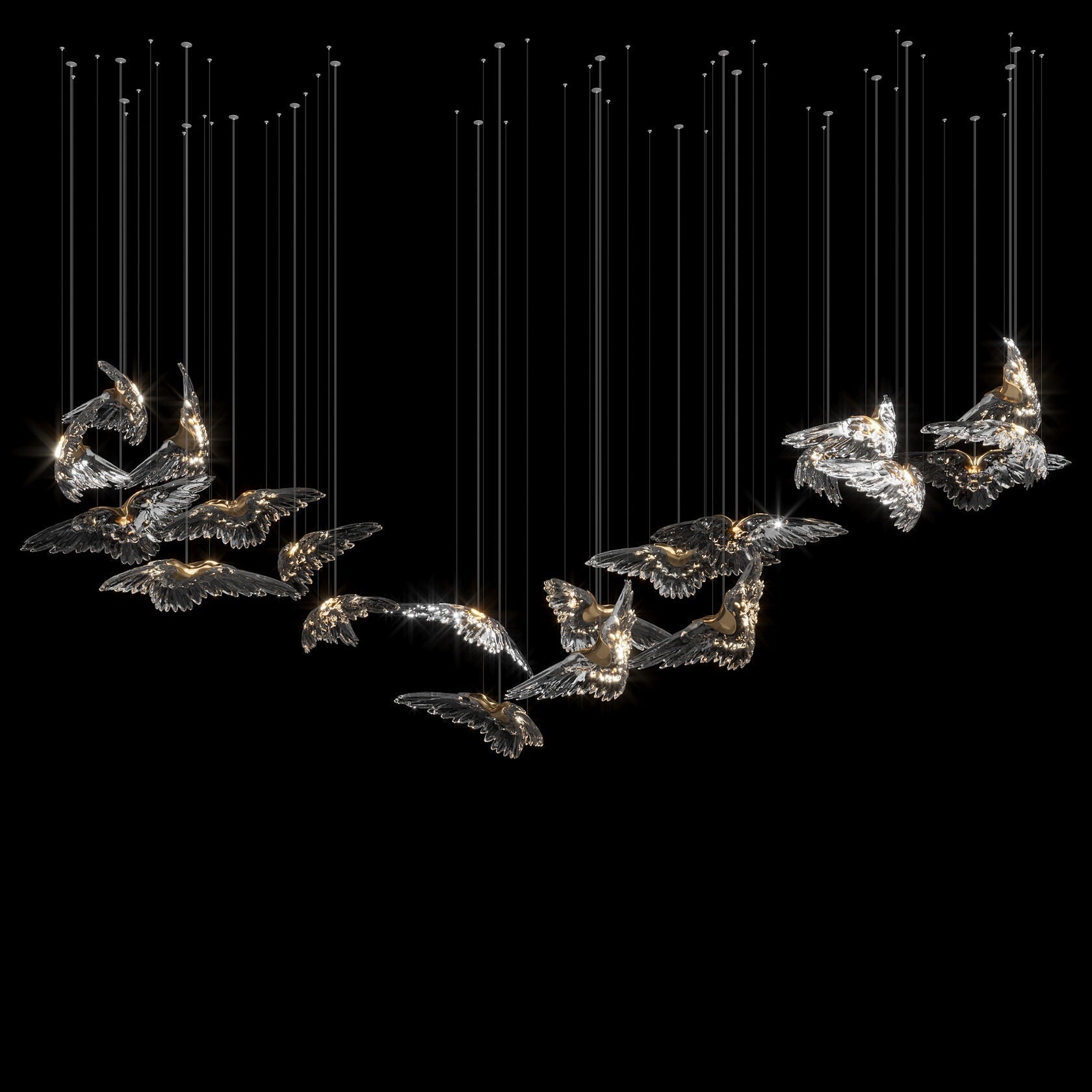 Crystal Heron Flight Chandelier