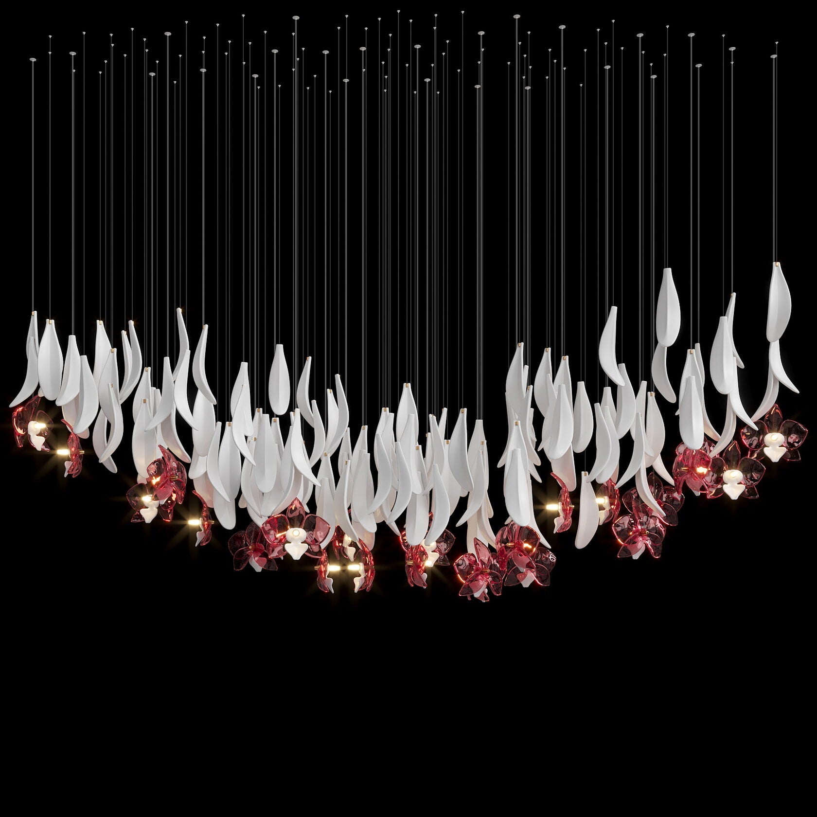 Green Orchid Cascade Chandelier