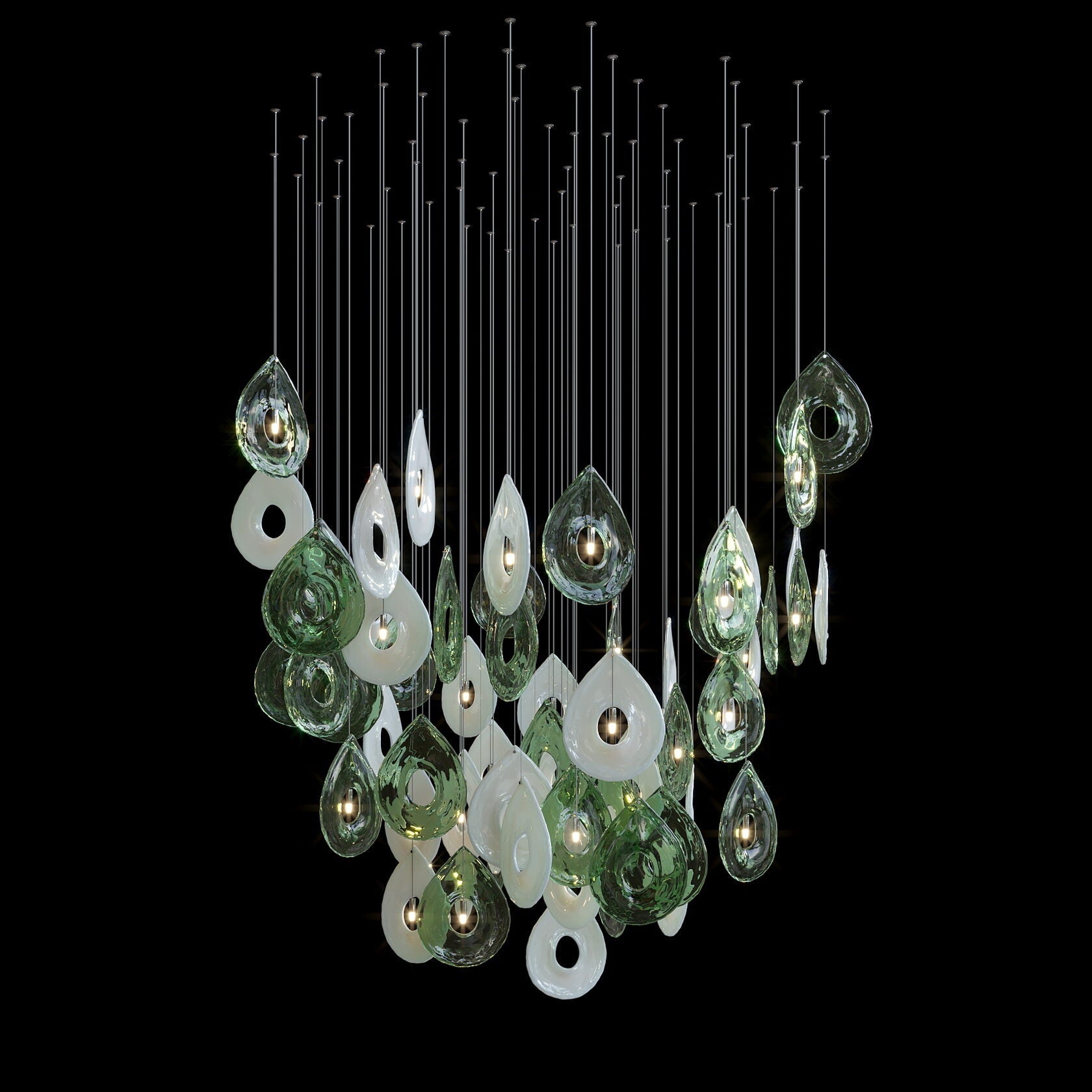 Green Halo Drop Chandelier