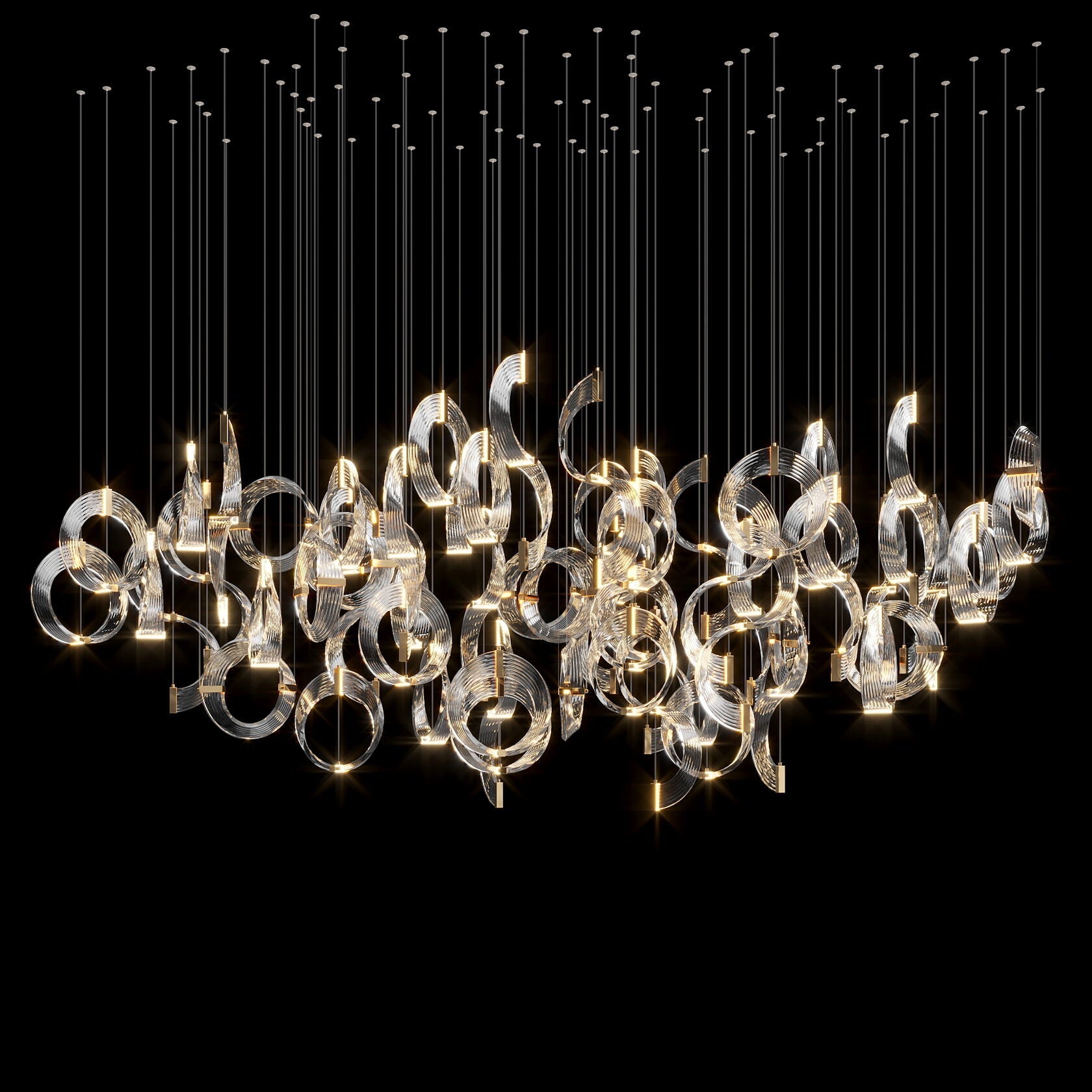 Crystal Crescent Cascade Chandelier