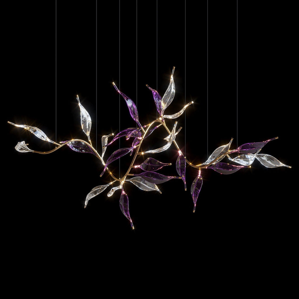 Green Glass Leaf Vine Chandelier