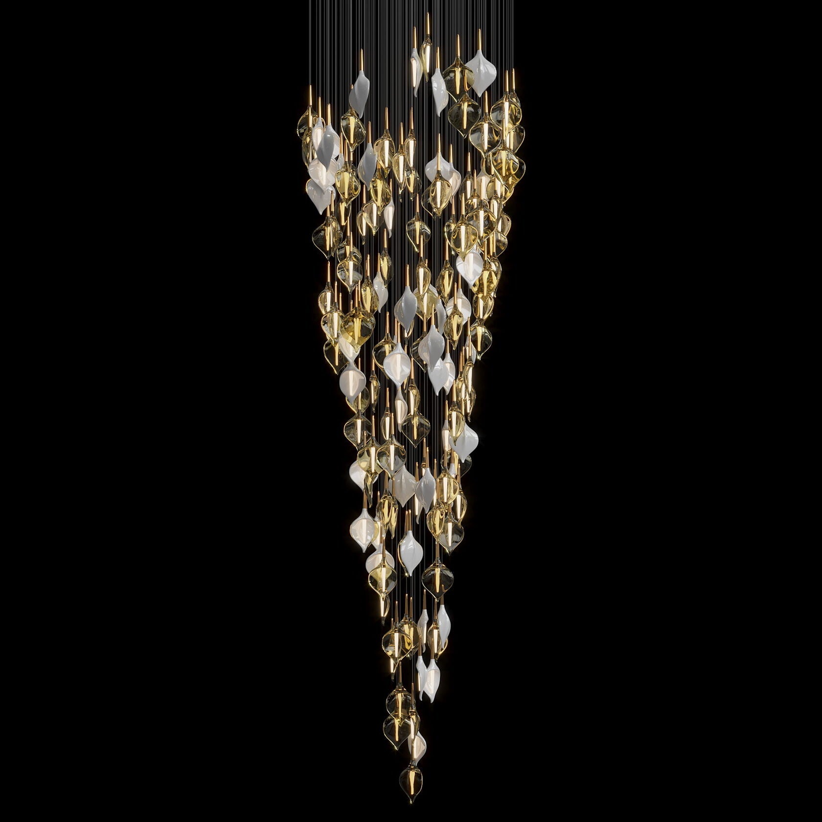 Gold Petal Cluster Chandelier