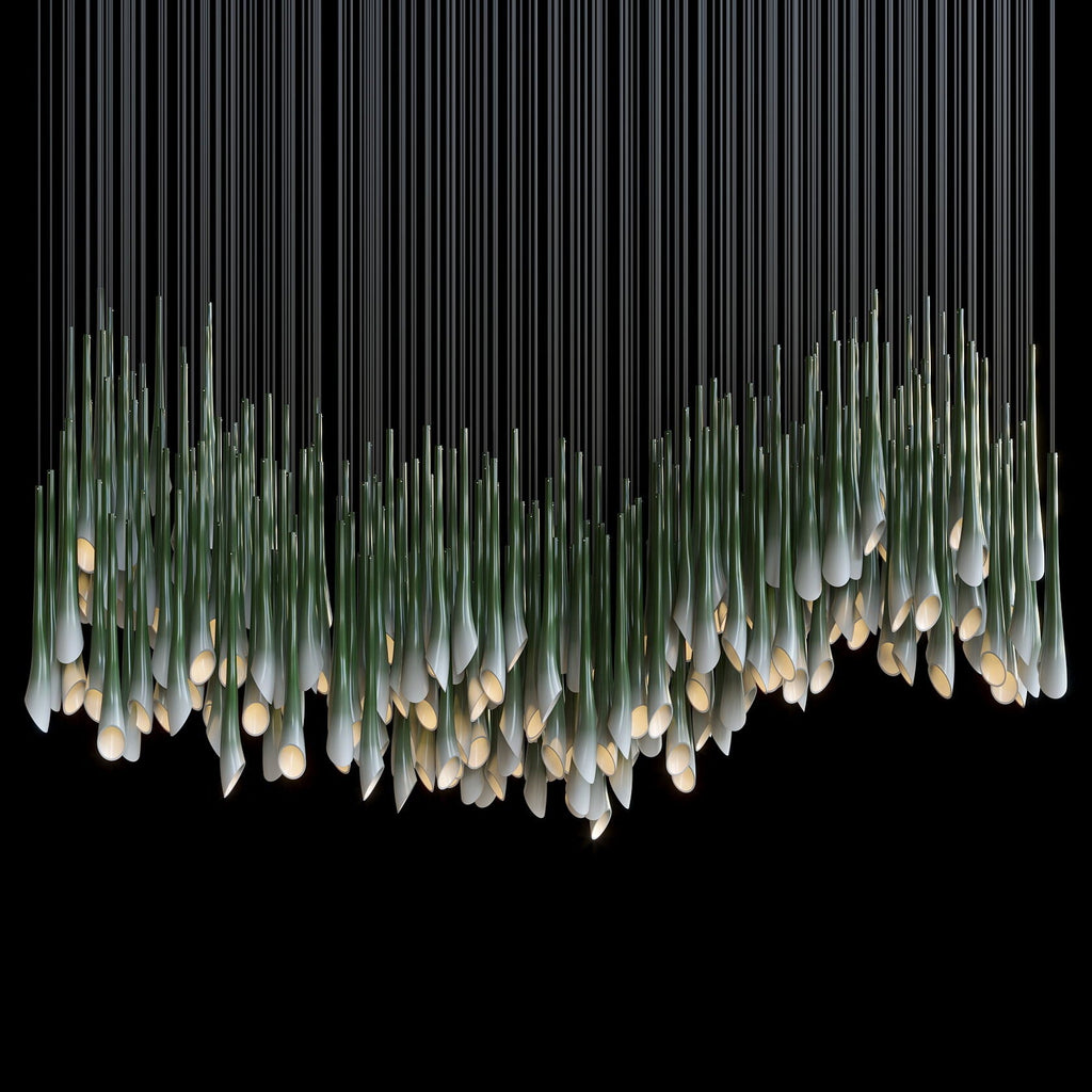 Green Trumpet Cluster Chandelier