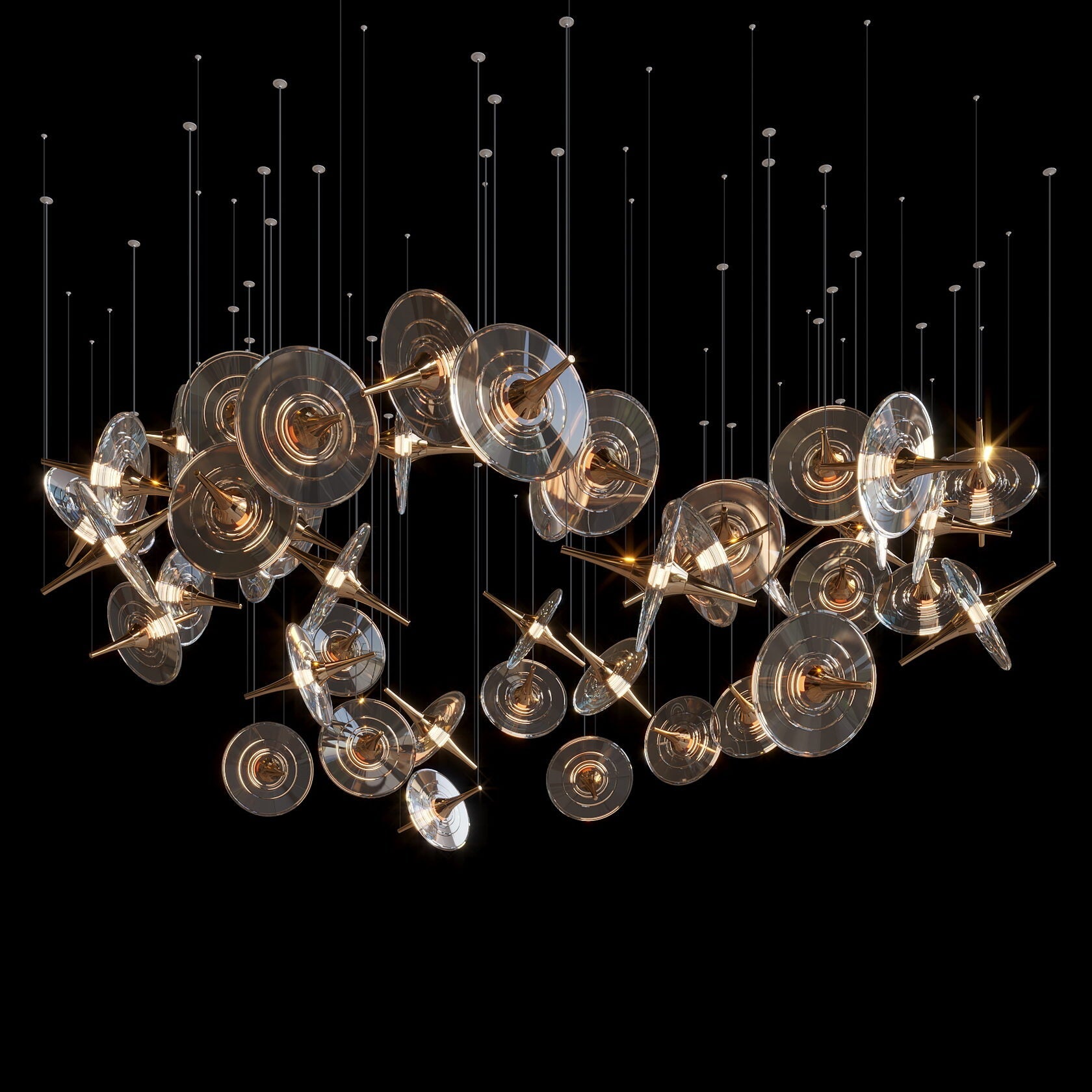 Smoke Disc Orbit Chandelier