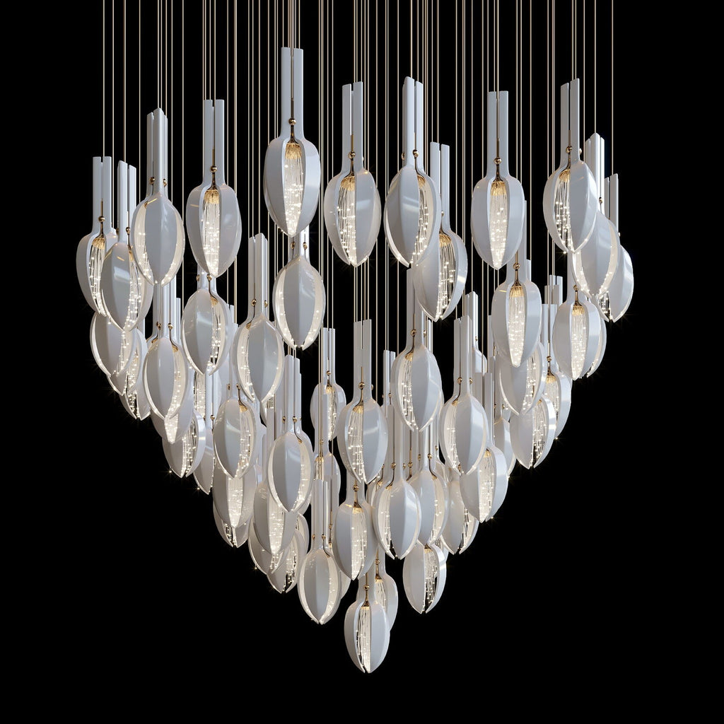 White Seed Pod Garland Chandelier
