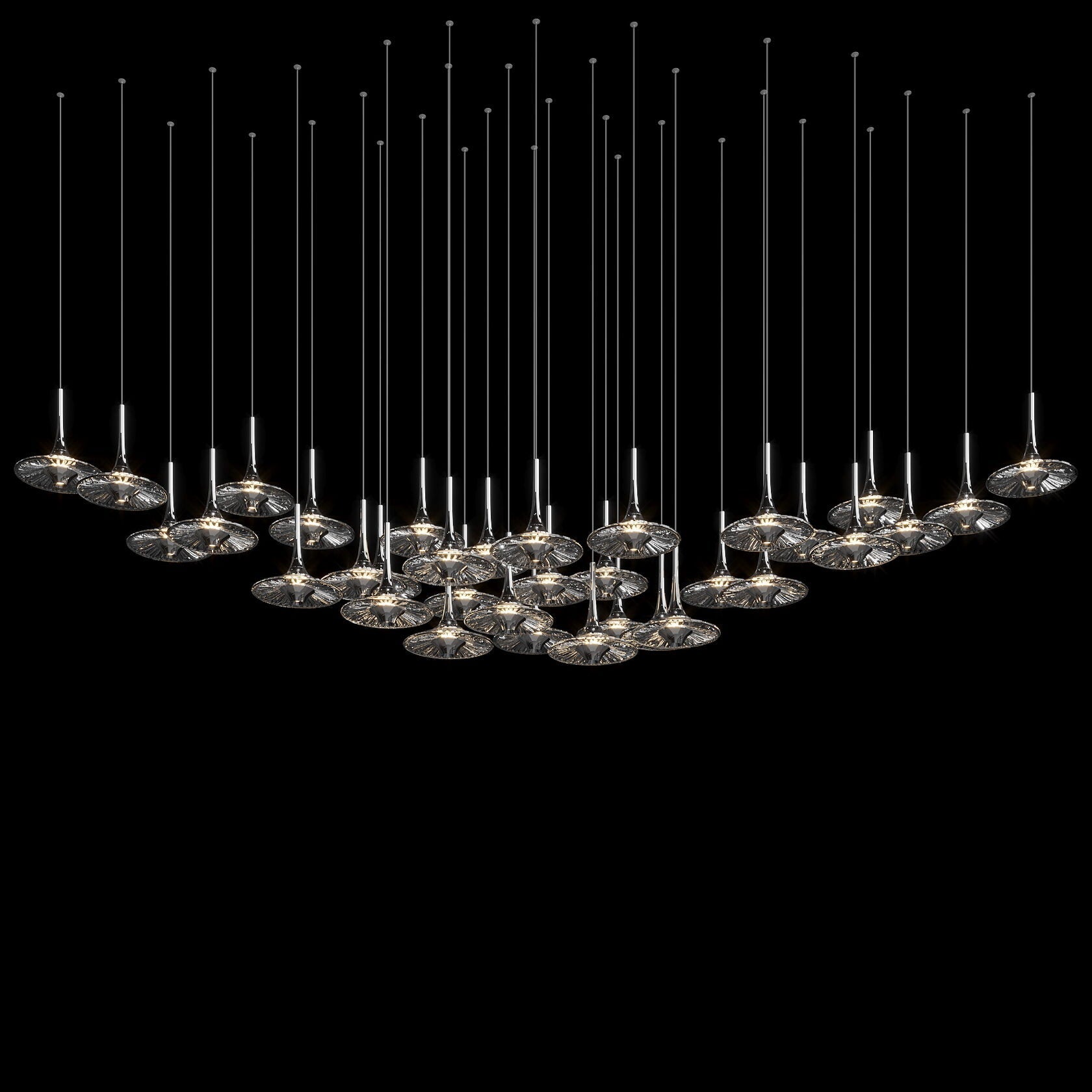 Smoke Saucer Cluster Chandelier