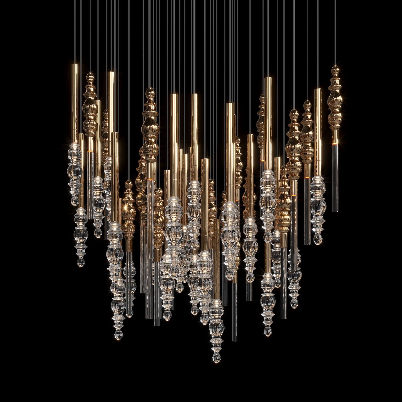 Crystal Totem Cascade Chandelier