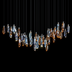 Amber Blue Crystal Rain Chandelier