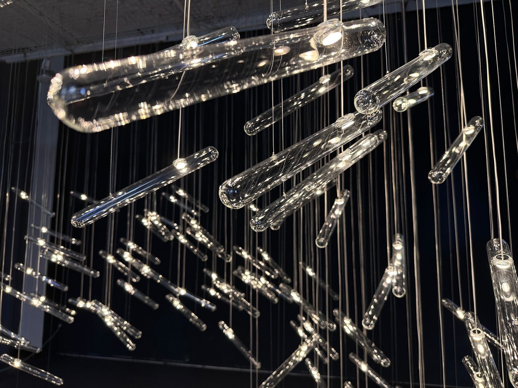 Linear Glass Rod Scatter Chandelier