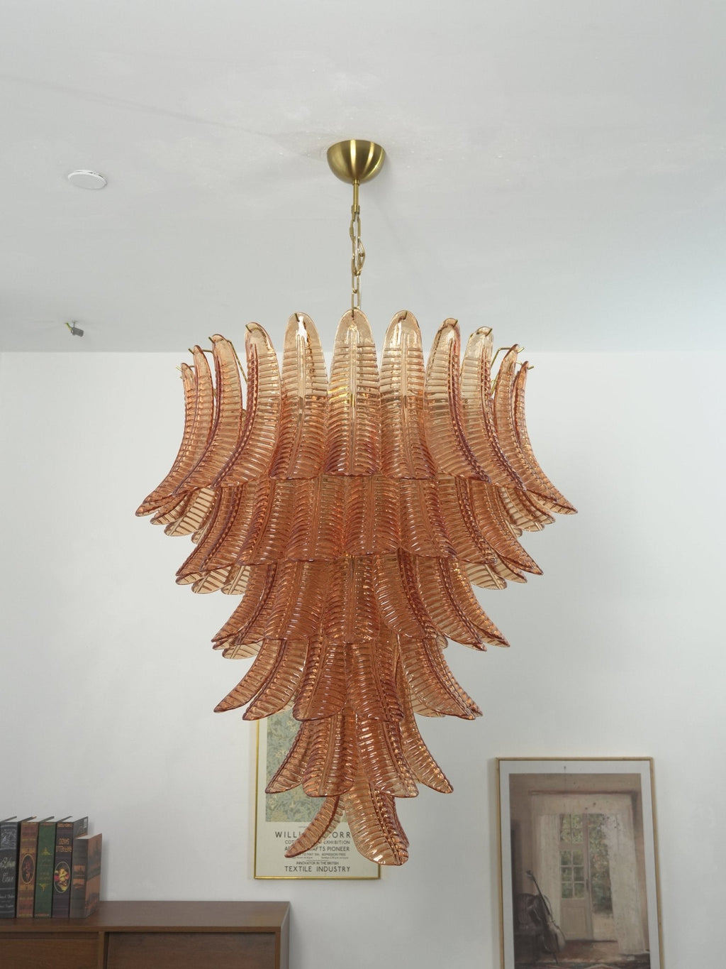 Amber Leaf Cascade Chandelier Glass lighting by Bling Lighting Studio