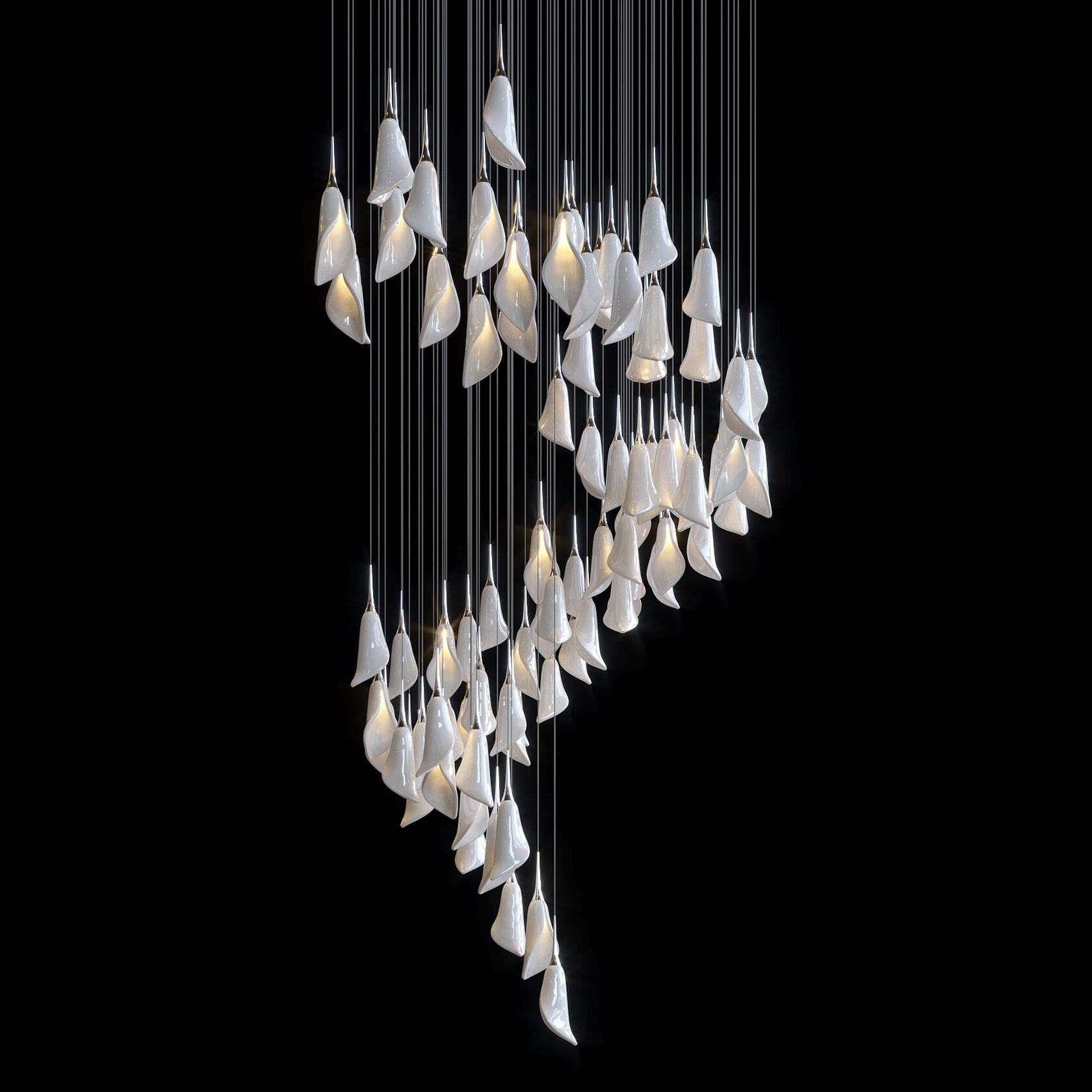 White Petal Drop Chandelier