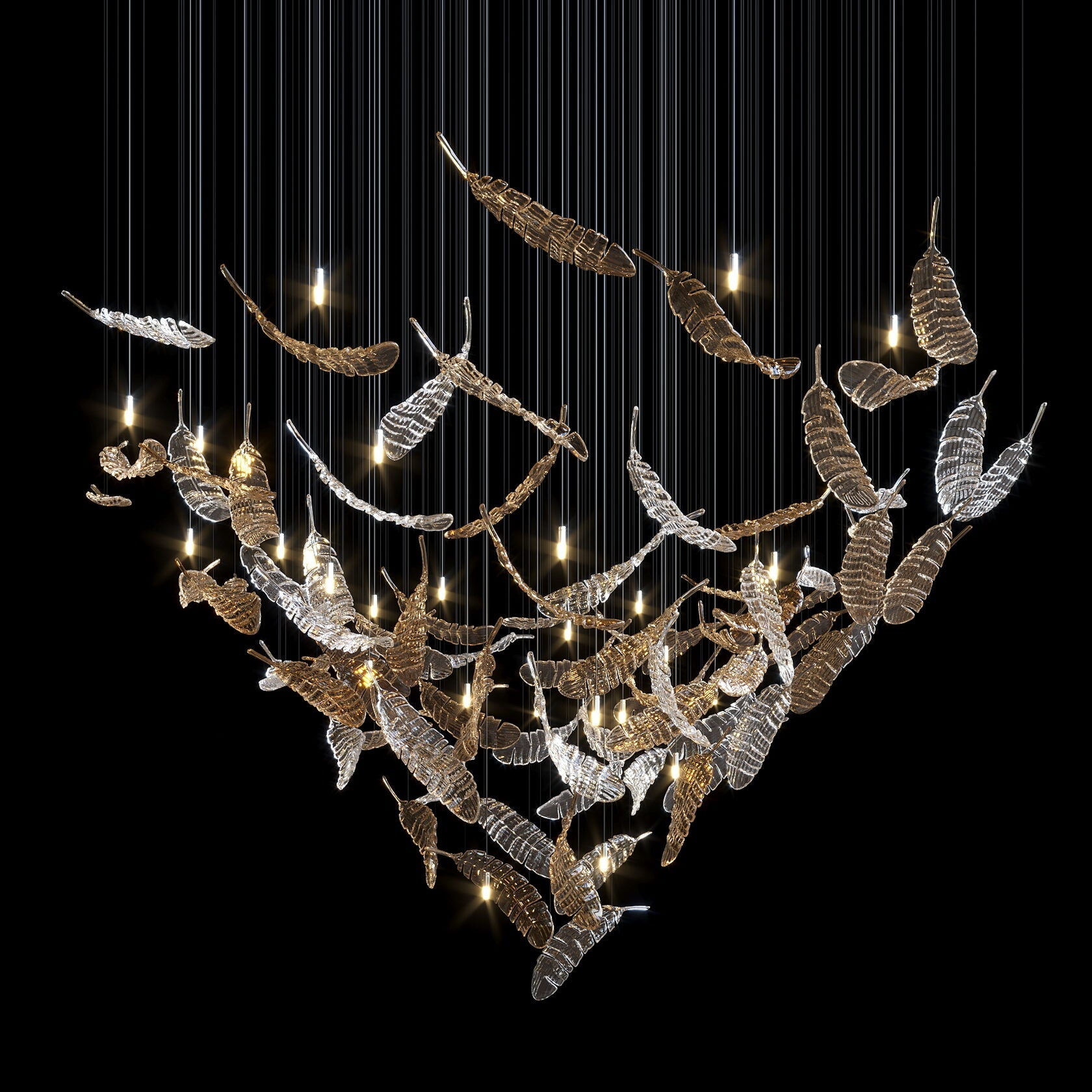 Crystal Feather Flight Chandelier