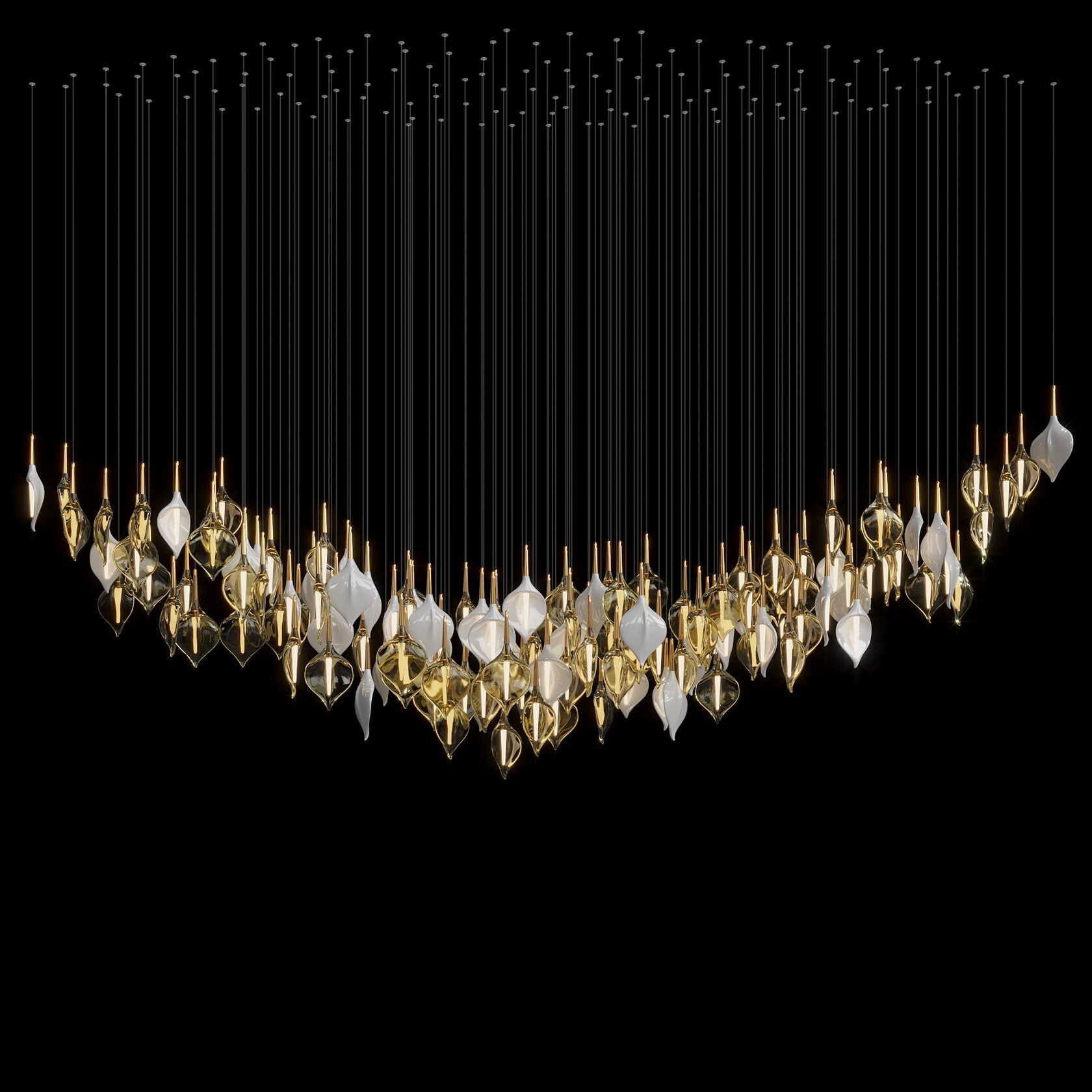 Gold Petal Cluster Chandelier