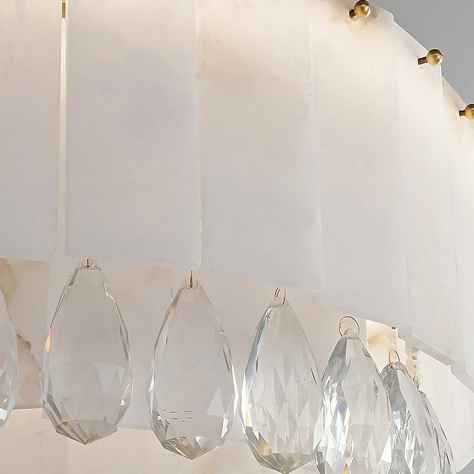 Stuart 23" Alabaster & Crystal Round Chandelier material and finish detail