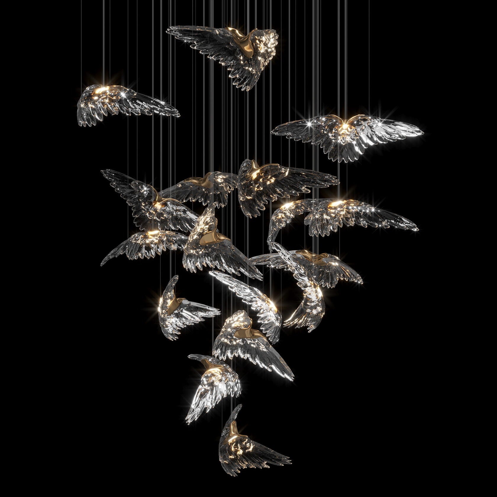 Crystal Heron Flight Chandelier