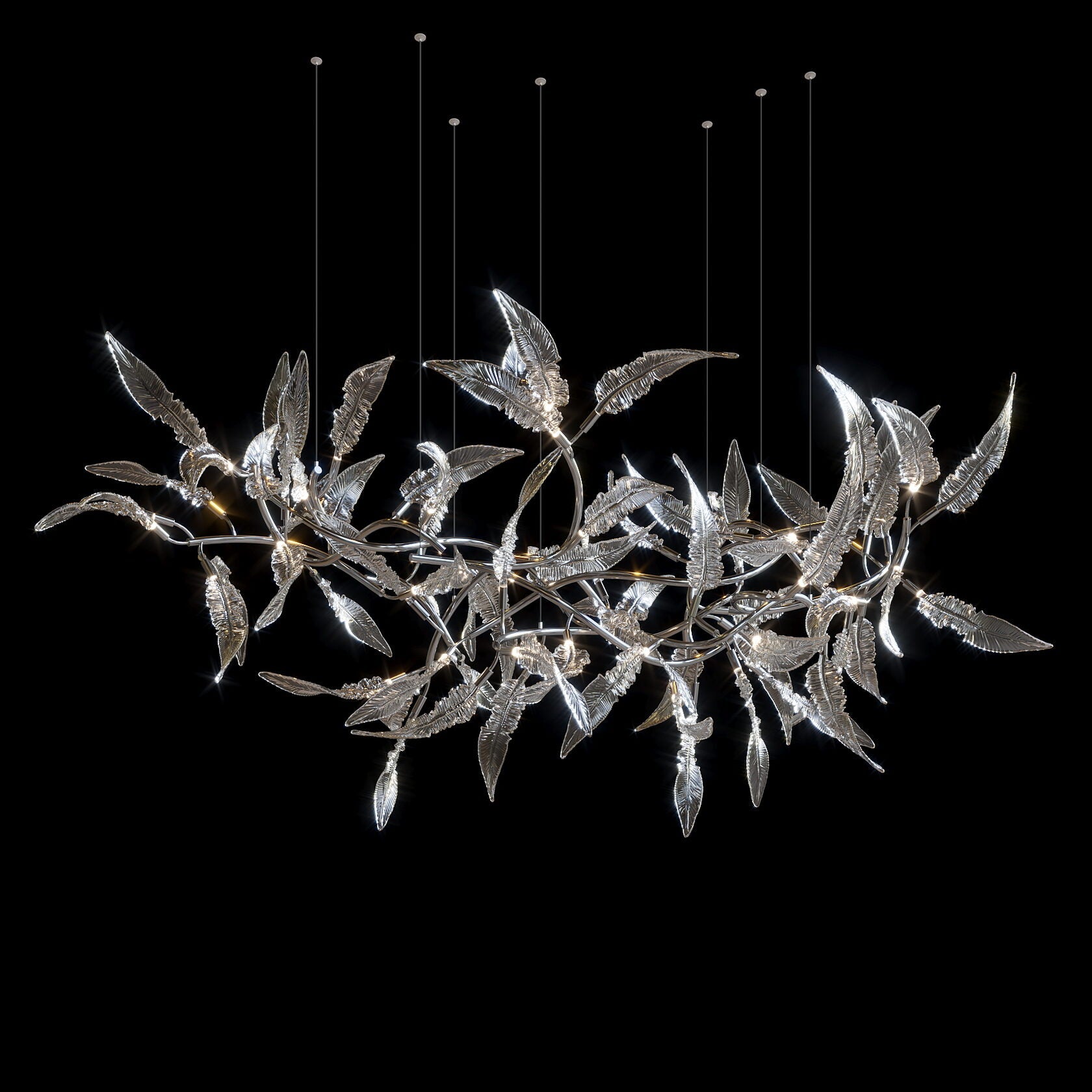 Pink Silver Leaf Vine Chandelier