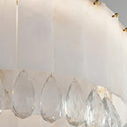 Stuart 31" Modern Alabaster & Crystal Round Chandelier material and finish detail