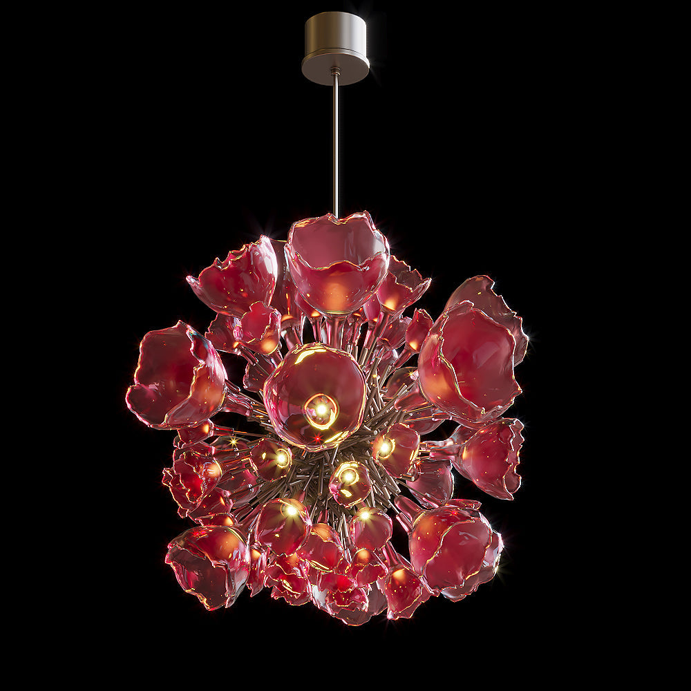 Crimson Tulip Fringe Chandelier