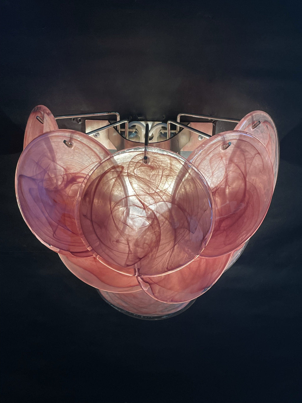 Murano Wall Lamp | 10 Alabaster Pink Disc Glass | Set of 2