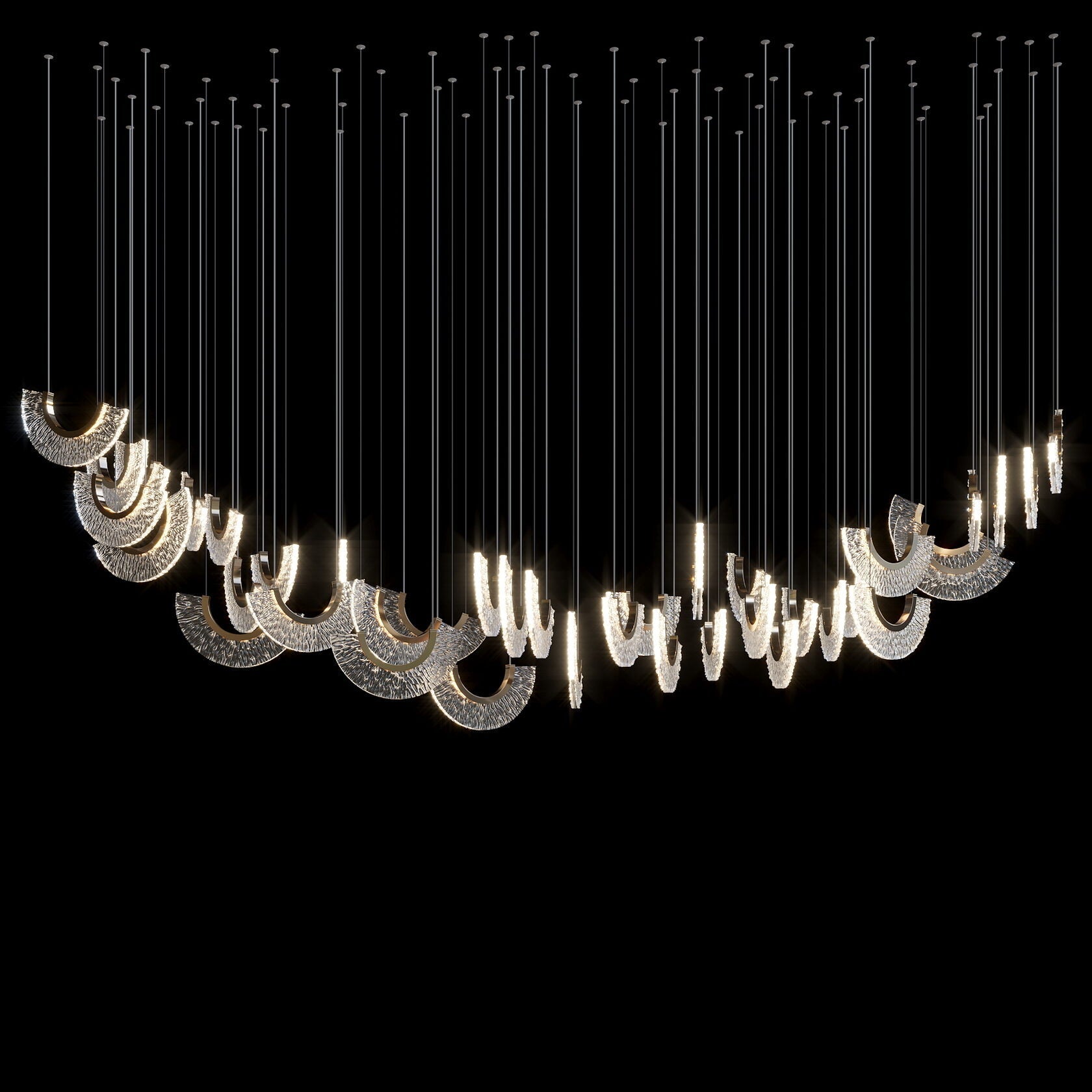 Crystal Fan Arc Chandelier